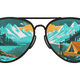 Mountain Camping Reflection in Sunglasses Embroidery Design, Instant Download