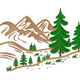 Mountain Forest Landscape Embroidery Design, Woodland Scenery Pattern, Instant Download