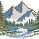 Mountain Lake Landscape Embroidery Design, Instant Download