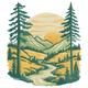 Mountain Landscape Embroidery Design, Instant Download
