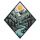 Mountain River Landscape Embroidery Design, Instant Download