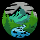 Mountain River Landscape Embroidery Design, Machine Embroidery Pattern, Instant Download