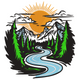 Mountain River Sunset Embroidery Design, Instant Download