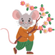 Mouse with Flowers Embroidery Design V2, Instant Download
