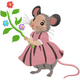 Mouse with Flowers Embroidery Design, Instant Download