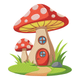 Mushroom House Embroidery Design, Machine Embroidery Pattern, Instant Download