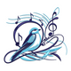 Musical Bird Embroidery Design, Bird with Music Notes Machine Embroidery, Instant Download