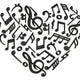 Musical Symbols Heart Line Art Embroidery Design, Music Lover Pattern, Instant Download