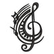 Musical Treble Clef Embroidery Design, Piano Keys Music Embroidery, Instant Download
