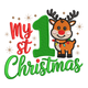 My 1st Christmas Reindeer Embroidery Design, Instant Download