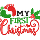 My First Christmas Footprint Embroidery Design, Instant Download