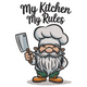 My Kitchen My Rules Chef Gnome Embroidery Design, Instant Download