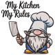 My Kitchen My Rules Gnome Embroidery Design, Instant Download