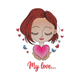 My Love Girl Heart Embroidery Design, Romantic Girl Silhouette Machine Embroidery, Instant Download