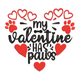 My Valentine Has Paws Embroidery Design, Instant Download