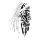 Mystic Horse Eye Embroidery Design, Scratch Art Style Animal Stitch, Instant Download