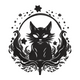 Mystical Black Cat Gothic Embroidery Design, Instant Download