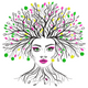 Mystical Tree Woman Embroidery Design, Nature Spirit Face, Instant Download
