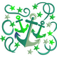 Nautical Anchor & Stars Embroidery Design, Instant Download