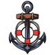 Nautical Anchor with Lifebuoy Embroidery Design, Instant Download
