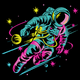 Neon Astronaut Space Embroidery Design, Space Patch Pattern, Instant Download