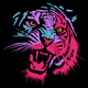 Neon Tiger Face Embroidery Design, Streetwear Animal Machine Embroidery Pattern, Instant Download
