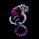 Neon Whimsical Cat Embroidery Design, Instant Download