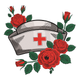 Nurse Hat with Roses Embroidery Design, Machine Embroidery Pattern, Instant Download