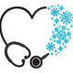 Nurse Heart Stethoscope Snowflake Embroidery Design, Instant Download