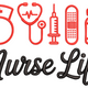 Nurse Life Medical Icons Embroidery Design, Instant Download