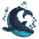 Ocean Blue Whale Embroidery Design, Instant Download