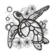Ocean Turtle with Flowers Embroidery Design, Instant Download