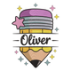 Oliver Pencil Embroidery Design, Personalised School Pencil Pattern, Instant Download