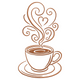 One-Line Coffee Cup with Heart Steam Embroidery Design, Machine Embroidery Pattern, Instant Download