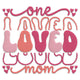 One Loved Mom Embroidery Design, Pink Retro Text Machine Embroidery Pattern, Instant Download