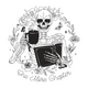 One More Chapter Skeleton Reader Embroidery Design, Instant Download