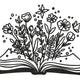 Open Book Blooming With Wildflowers Embroidery Design, Book Lover Machine Embroidery Pattern, Instant Download