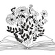 Open Book Floral Embroidery Design, Instant Download