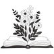 Open Book with Blooming Flowers Embroidery Design, Instant Download