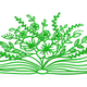 Open Book Floral Bouquet Embroidery Design, Dark Green Satin Fill, Instant Download