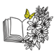 Open Book with Floral Butterfly Embroidery Design, Instant Download