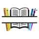 Open Book with School Supplies Embroidery Design, Instant Download