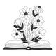Open Book with Wildflower Bloom Embroidery Design, Instant Download