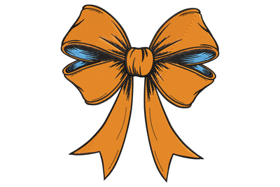 Orange Ribbon Bow Embroidery Design, Instant Download