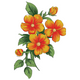 Orange and Yellow Flower Branch Embroidery Design, Instant Download