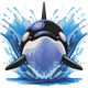 Orca Whale Splash Embroidery Design, Instant Download