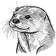 Otter Head Sketch Embroidery Design, Instant Download