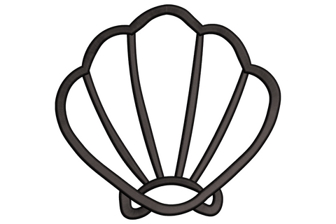 Outline seashell embroidery, conch spiral with rib lines, single colour no fill, clean minimal line art, 9 sizes.