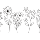 Outline Wildflower Bouquet Embroidery Design, Instant Download