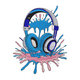 Paint Splash Headphones Embroidery Design, Instant Download